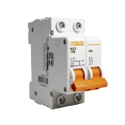 Mini breaker IEC 2P 10A C 3kA Riel DIN Metaltex