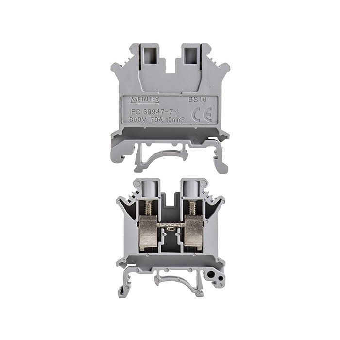 Terminal Block 10mm² 76A Screw-Type Grey Metaltex - 1G03A004