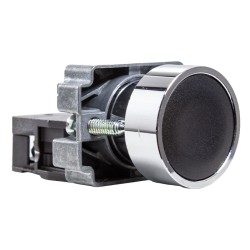 Botón metálico negro Ø 22mm 1NC Metaltex