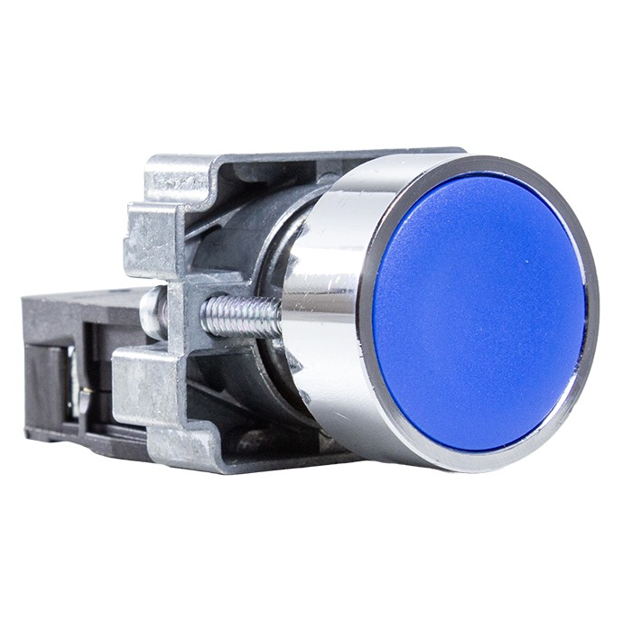 Botón metálico azul Ø 22mm 1NA Metaltex