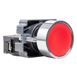 Botón metálico rojo Ø 22mm 1NA Metaltex