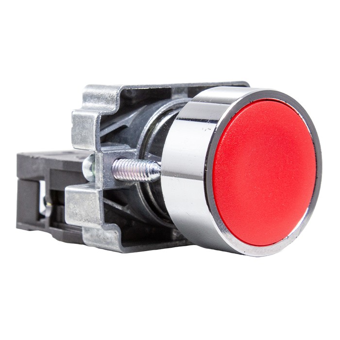 Botón metálico rojo Ø 22mm 1NC Metaltex