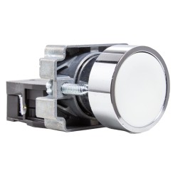 Botón metálico blanco Ø 22mm 1NA Metaltex
