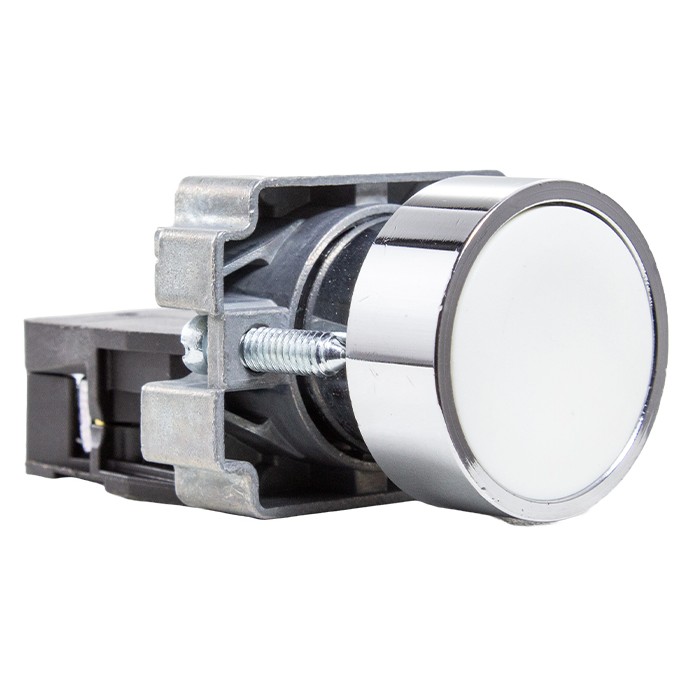 Botón metálico blanco Ø 22mm 1NA Metaltex