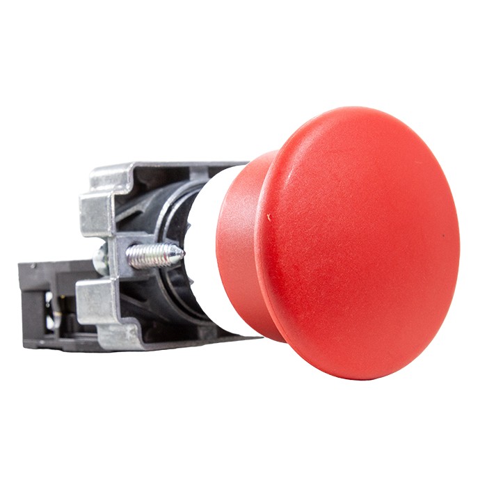 Botón metálico tipo hongo Ø 40mm rojo Ø 22mm 1NC Metaltex