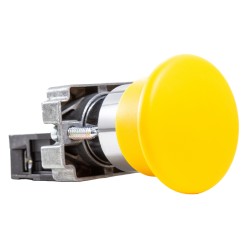 Botón metálico tipo hongo Ø 40mm amarillo Ø 22mm 1NA Metaltex