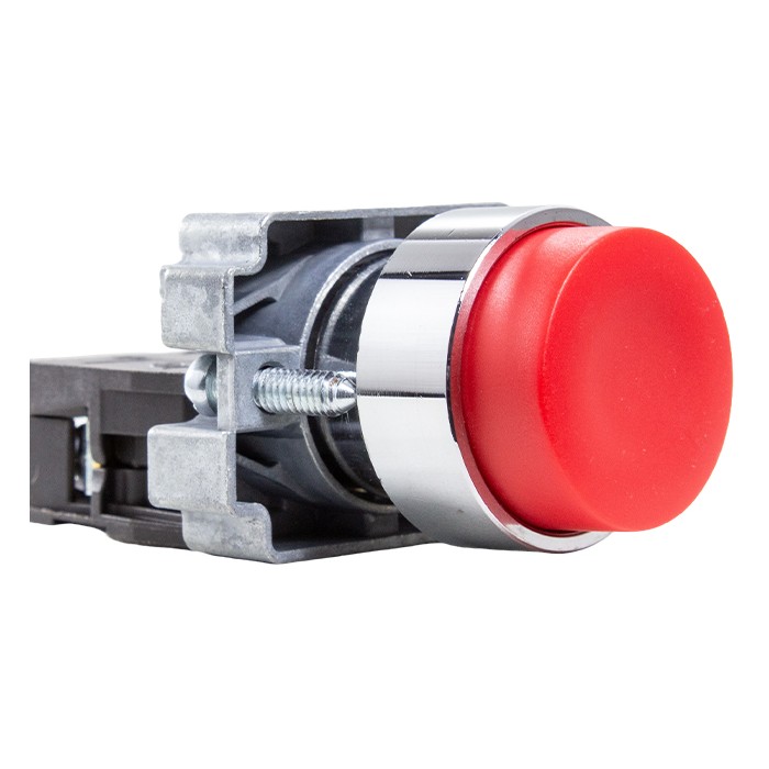 Red protruding metal push button Ø 22mm 1NC Metaltex