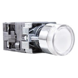 Botón metálico iluminado blanco Ø 22mm 1NA+1NC 24VAC/VDC Metaltex