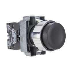 Botón metálico sobresaliente negro 22mm 1NA Metaltex