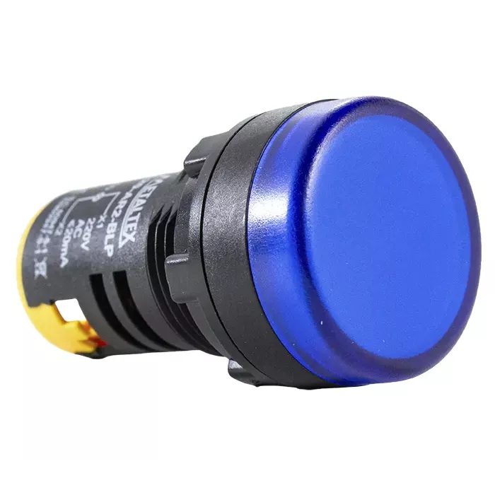 Luz piloto LED azul redondo Ø 22mm plástico IP65 220VAC Metaltex