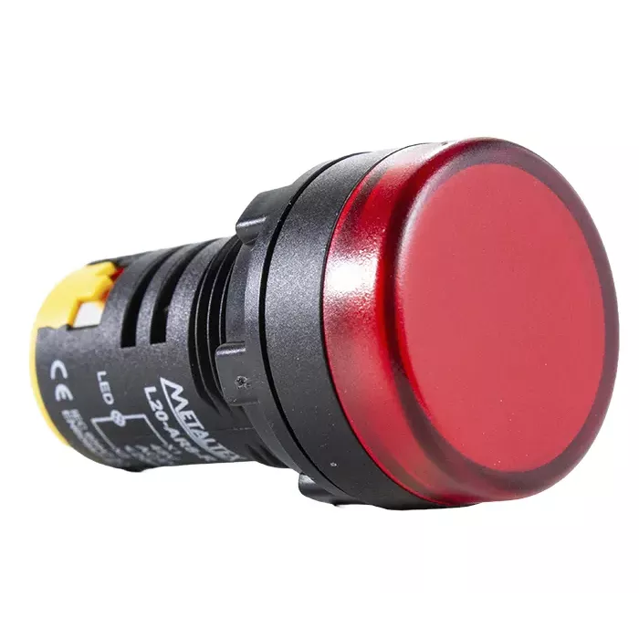 Luz piloto LED rojo redondo Ø 22mm plástico IP65 220VAC Metaltex