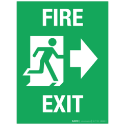 Señal de pared fotoluminiscente - Salida de incendios [derecha]- PVC 25x35 cm