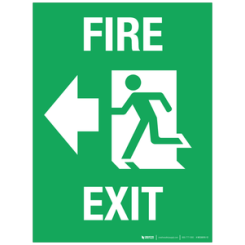 Señal de pared fotoluminiscente - Salida de incendios [izquierda] - PVC 25x35 cm