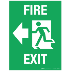 Señal de pared fotoluminiscente - Salida de incendios [izquierda] - PVC 25x35 cm